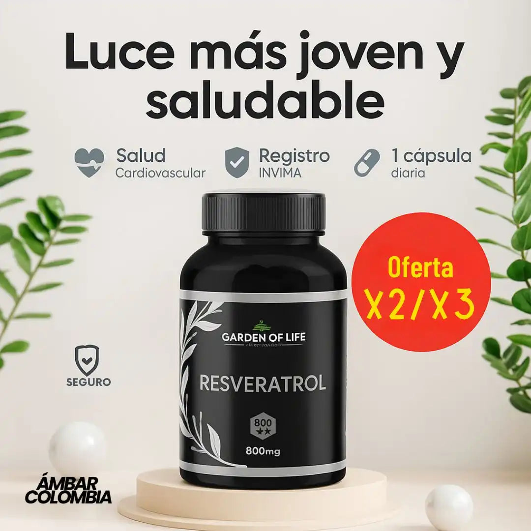 YouthX® – Resveratrol Antiedad con Registro INVIMA Luce más joven, protege tu corazón y fortalece tu cuerpo desde adentro.