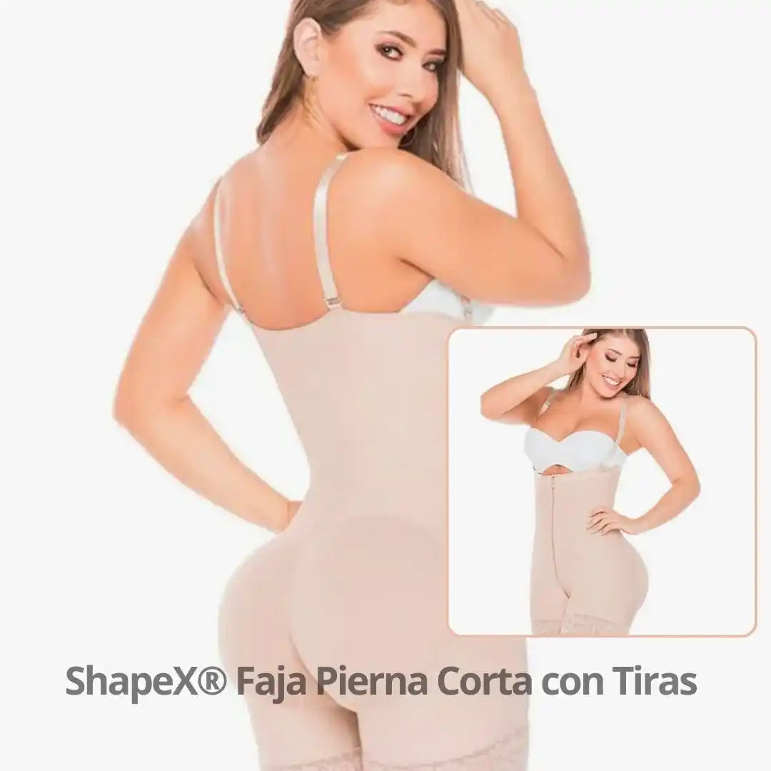 ShapeX® Faja Pierna Corta con Tiras – Moldea tu figura al instante