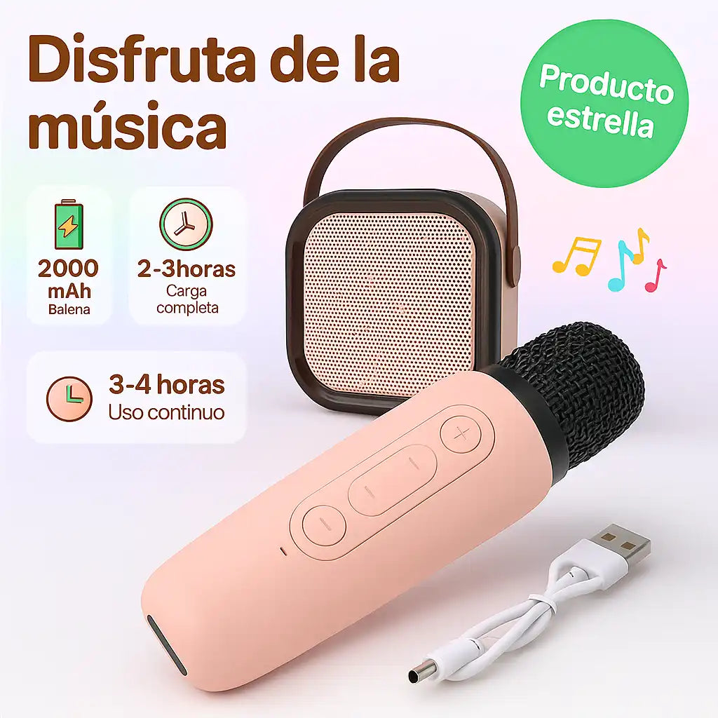 K-Sing®  – Parlante Karaoke Portátil con Micrófono 🎶 ¡Lleva la fiesta a donde vayas!